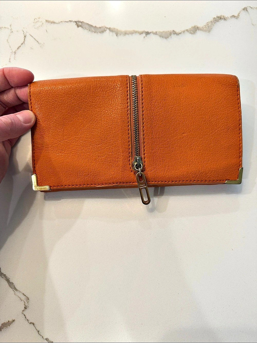 Chloé Elsie Long Flap Wallet in Orange